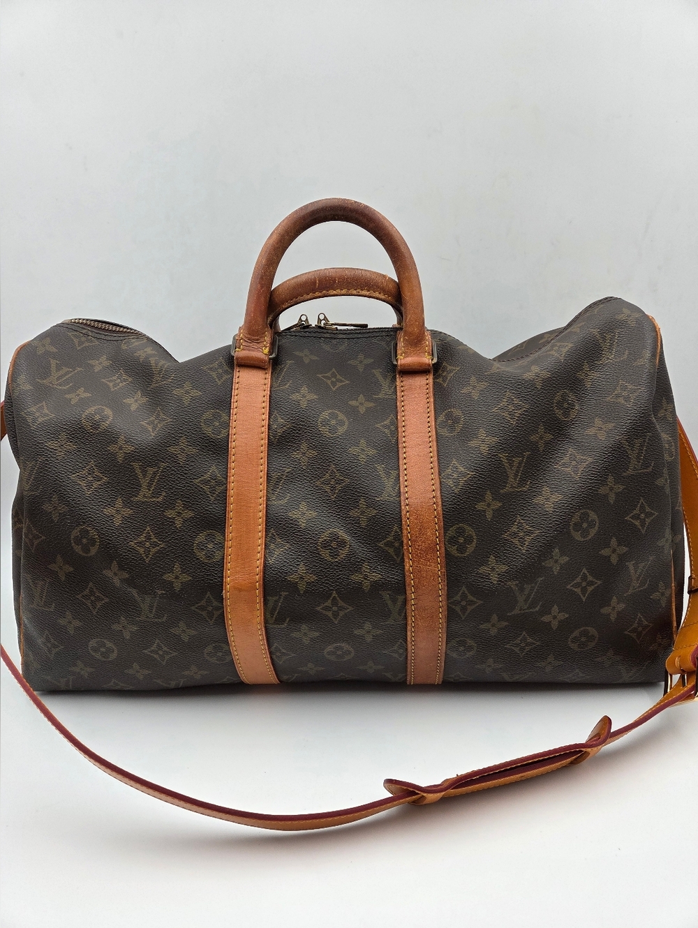 LOUIS VUITTON Monogram Keepall Bandouliere 45 Boston Bag.